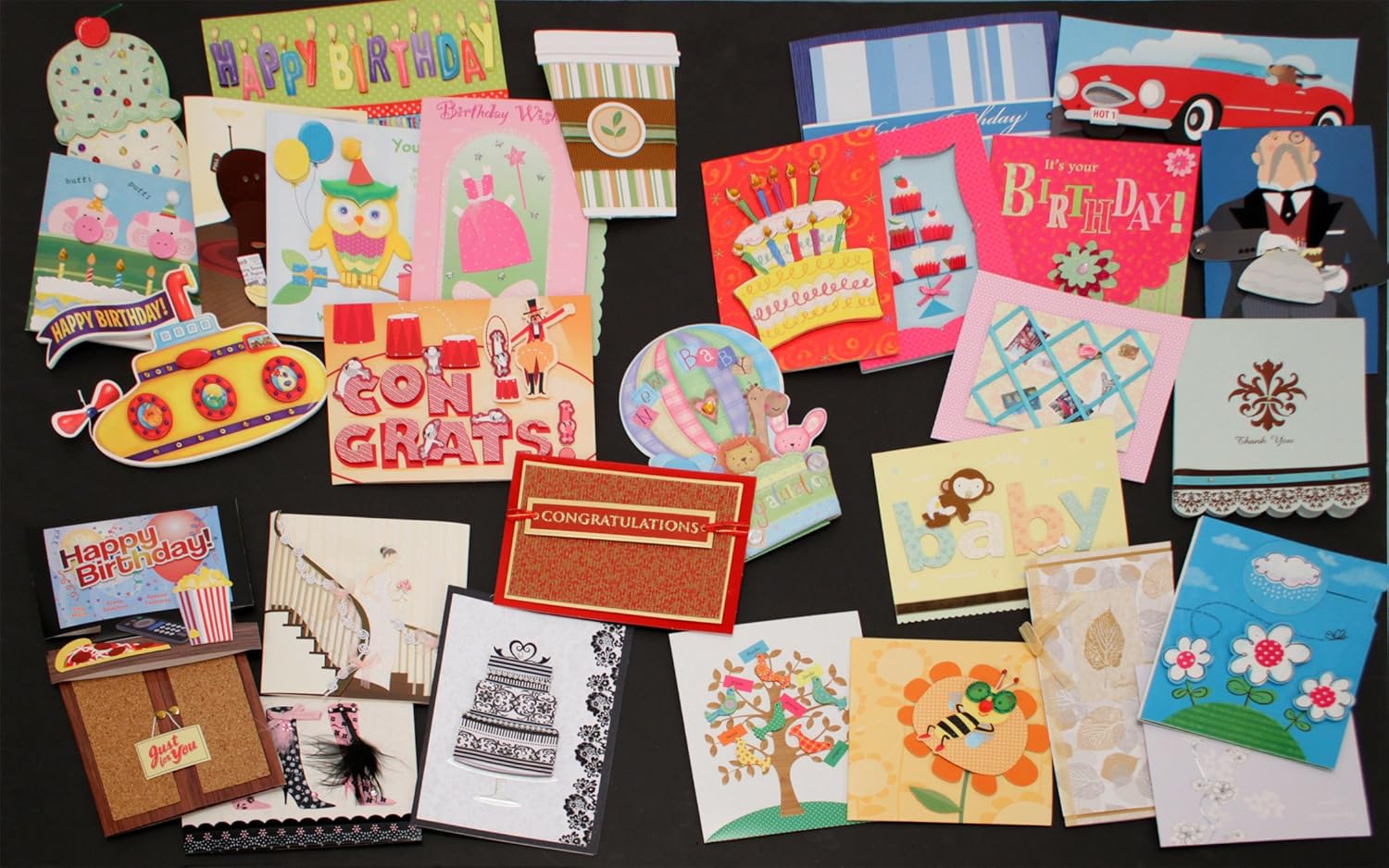 30 Handmade All Occasion Greeting Card Assortment with Decorative