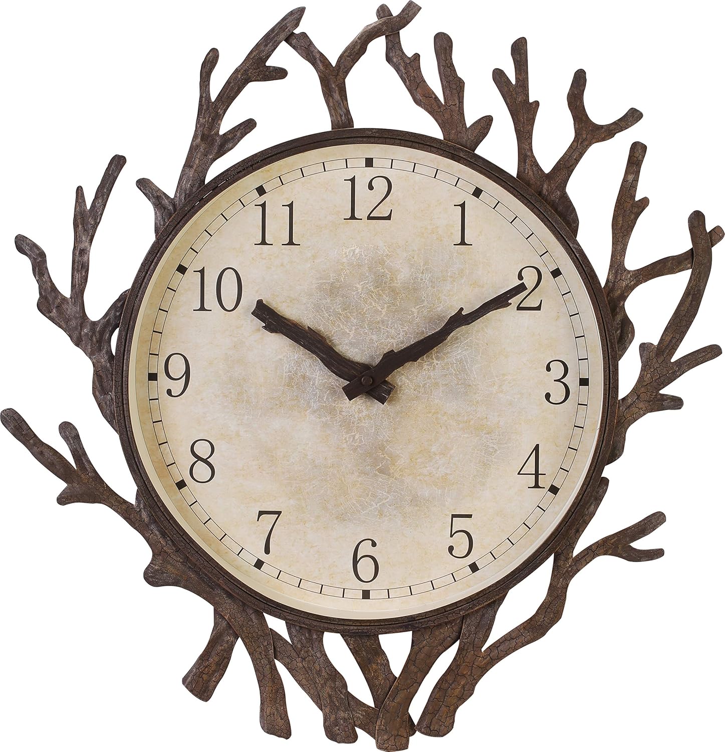 Bestime 21inch Tree Branch Design Metal Frame Wall Clock. Indoor/Outdoor. Wall Art, Interior Decoration. Big Dial Easy to Read. Fits Most décor Whether Industrial, Rustic Farmhouse, Vintage Retro.