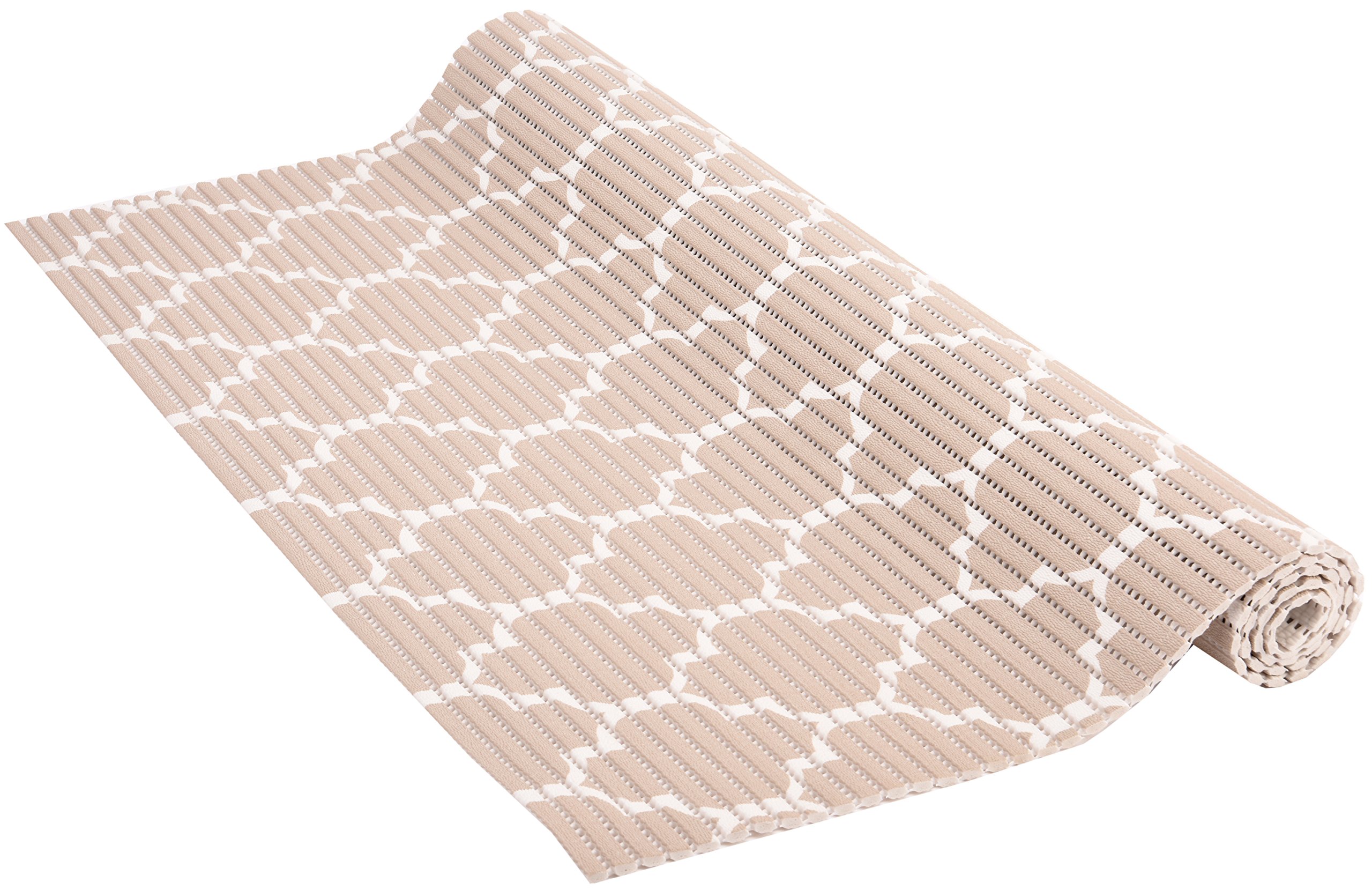 Venilia Venisoft Cross 54718 Soft Foam Mat, Non-Slip Flooring, Shower Mat, PVC Polyester, Taupe White, 65 x 200 cm