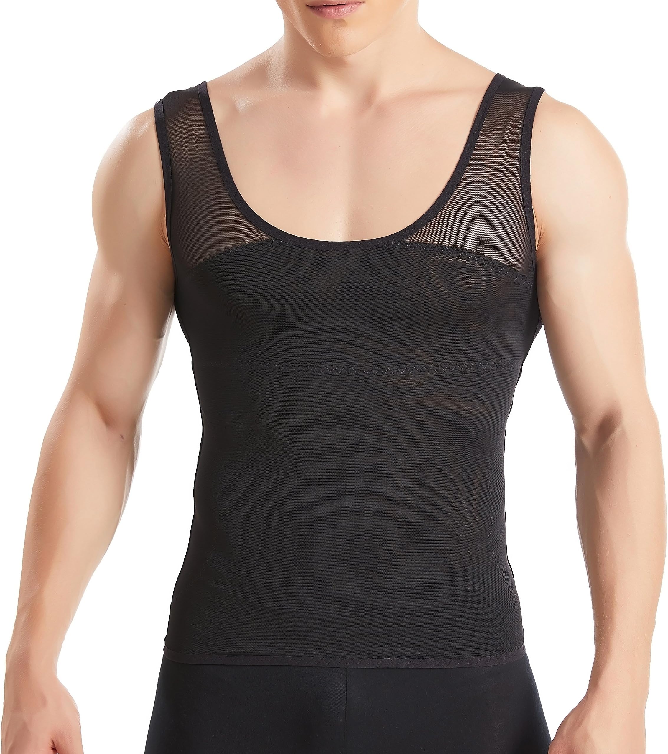 HANERDUN Men Body Shaper Chest Compression Shirt Hide Gynecomastia Moobs Slimming Vest