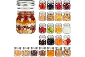 24 Pack Glass Mason Jars, 300 ml Canning Jars with Lids - 10 oz Airtight Glass Jars for Pickling, Jam, Jelly, Fermenting, Hon