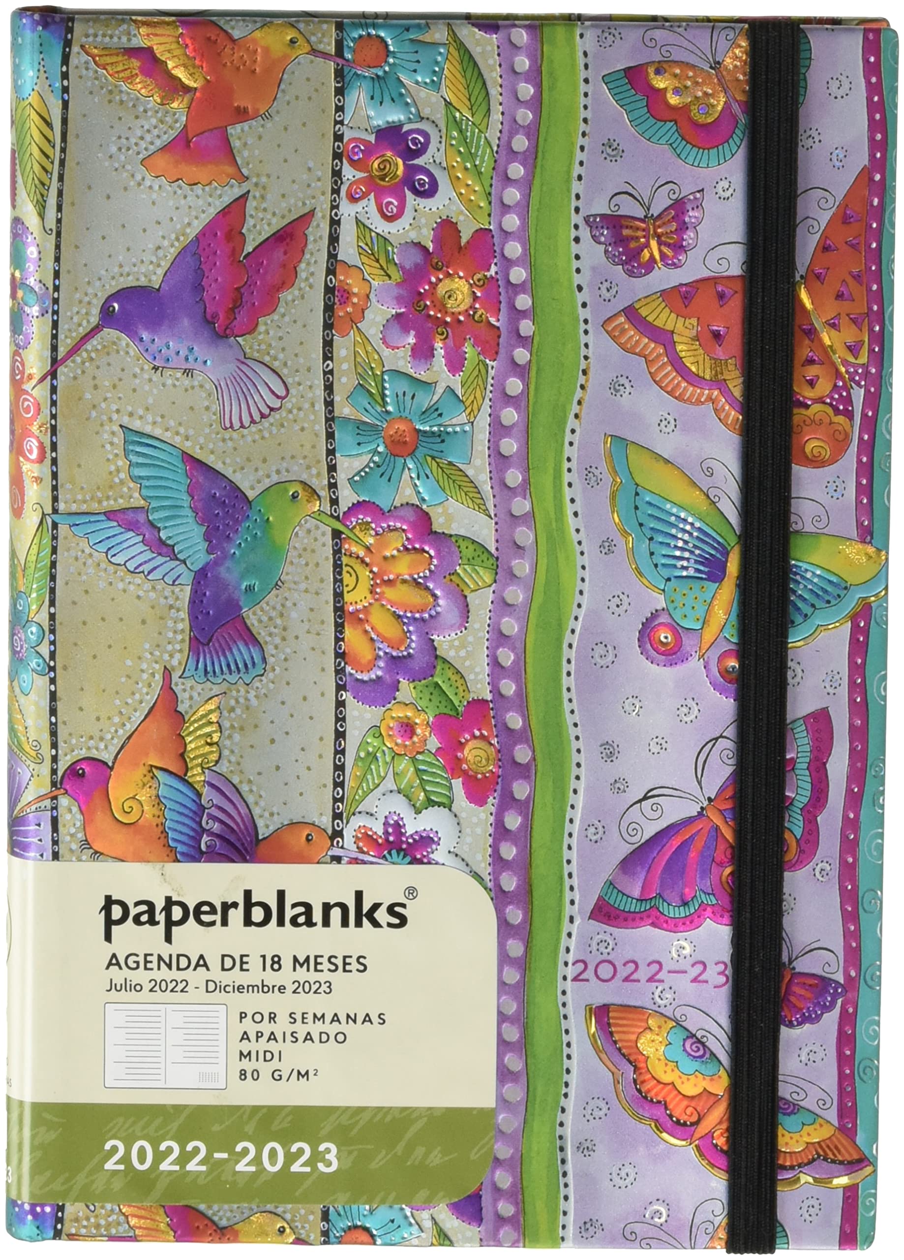 Paperblanks 18 Month Planners 2022-2023 Butterflies and Hummingbirds | Landscaped | Midi (130 × 180 mm)