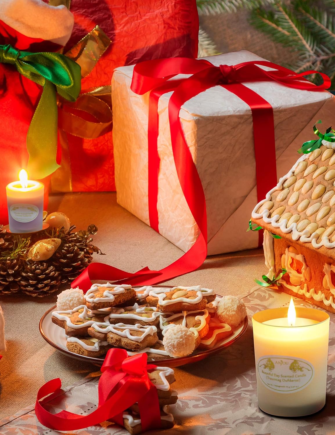 Scented Candles Gift Set, 6 Natural Soy Wax Aromatherapy Candle with Essential Oil for Stress Relief Relaxation, Smoke-Free Strong Fragrance Long Lasting for Christmas Bath Home Decor: Home Improvement