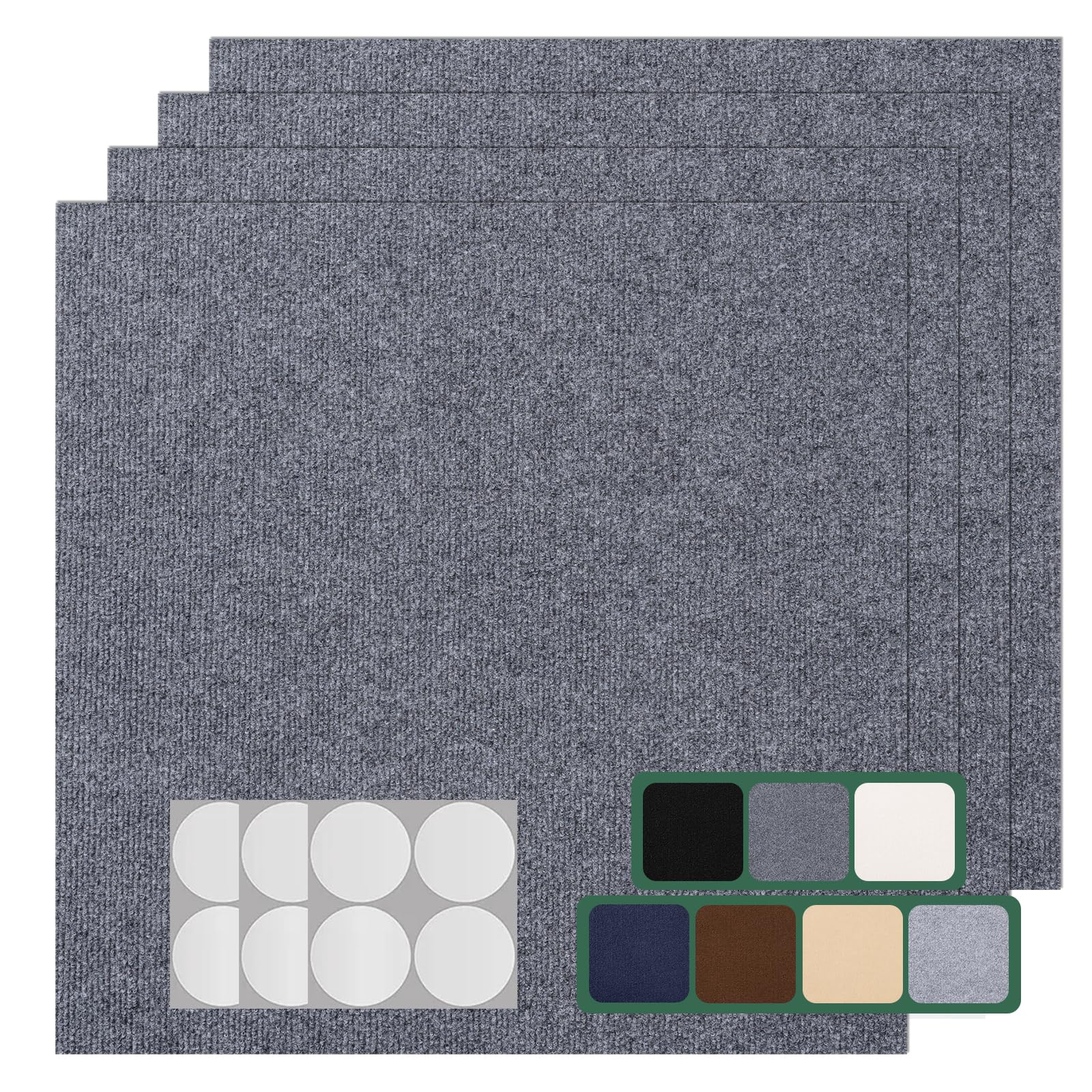 VallisCo 30 Pack Carpet Tile - 12” X 12” Self