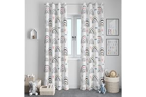 chiinvent Rainbow Curtains for Kids Cute Rainbow Room Darkening Window Curtains Decorative Cartoon Blackout Curtain for Girls Bedroom Nursery, C2, 52" x 84", 2 Panels
