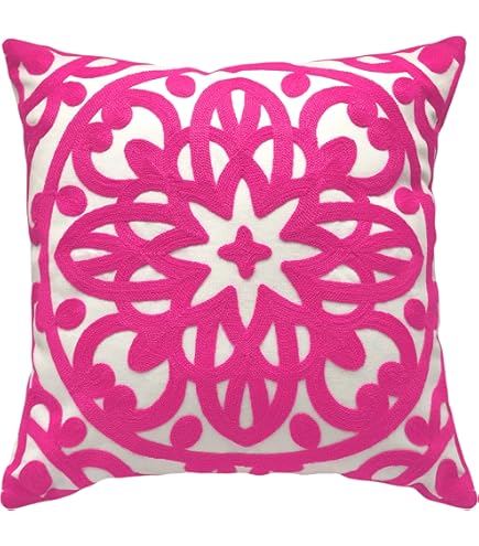 Half Orange & Bright Pink Throw Pillow Cover 26x26 Inches - Two-Sided Print Cotton Polyester Blend