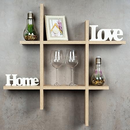 levandeo Hashtag Regal 75x75cm Wandregal Holz Sonoma Eiche-Optik Bücherregal Hängeregal Ablage Steckregal