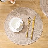 SHACOS Round Placemats Set of 6 38cm Beiges Braided Woven Heat Resistant view 4