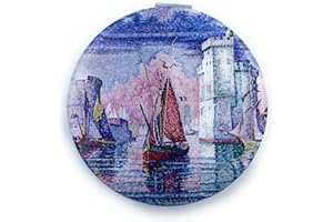 AEISAGE Mirror Small Fold Pocket Makeup Mirror Purple Cosmetic Mirror Handheld Variety Paul Signac Print Great Wedding Gift