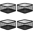 MaxGear Paper Clip Holder Paperclip Holders Mesh Paper Clip Holders Paper Clip Dispenser for Desk Paper Clip Organizer Office Binder Clip Holder Black, 4 Packs