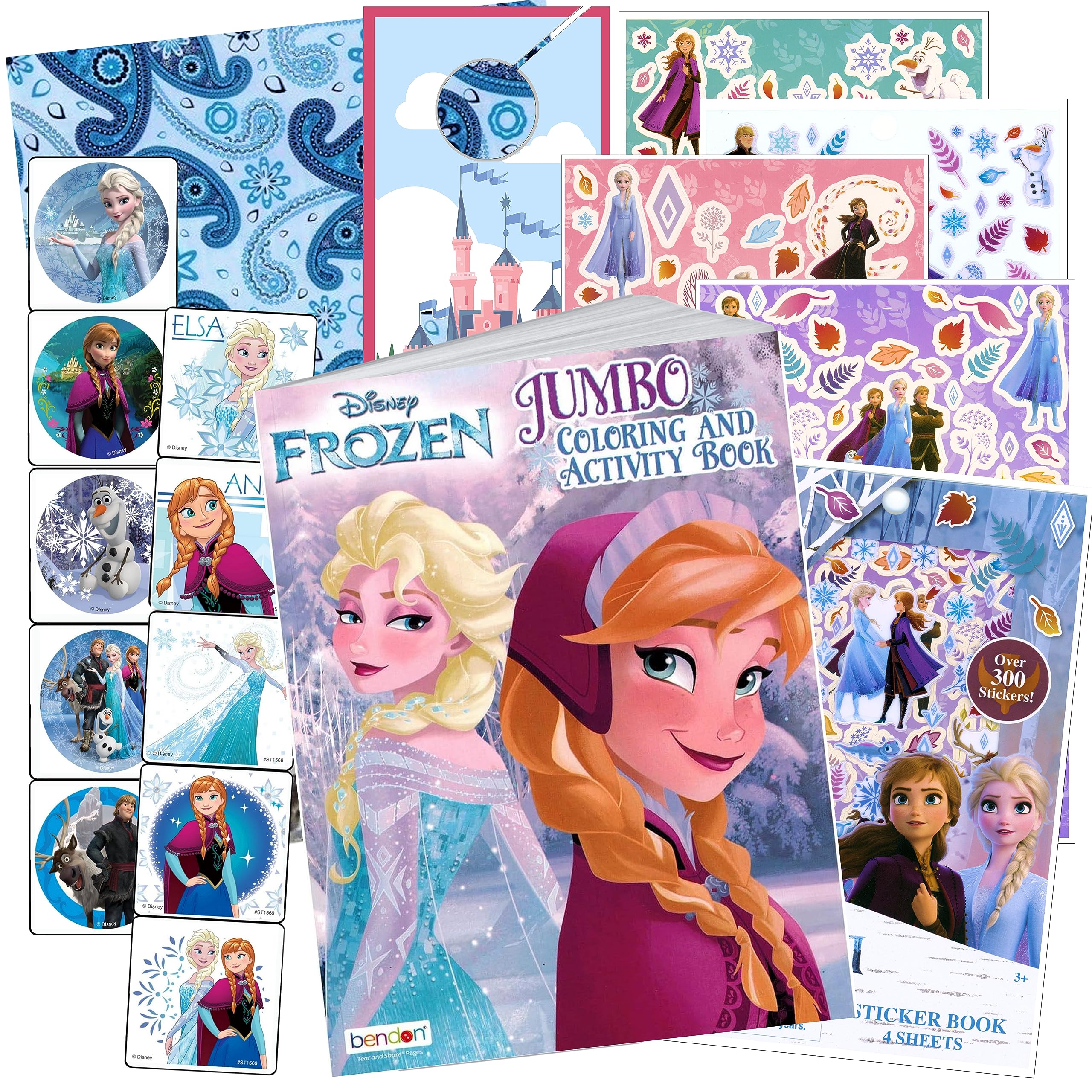 Disney Frozen Coloring Book Set With Frozen Stickers With Frozen Coloring Book, Frozen Sticker Set, 3-D Puffy Sticker Sheet, and More