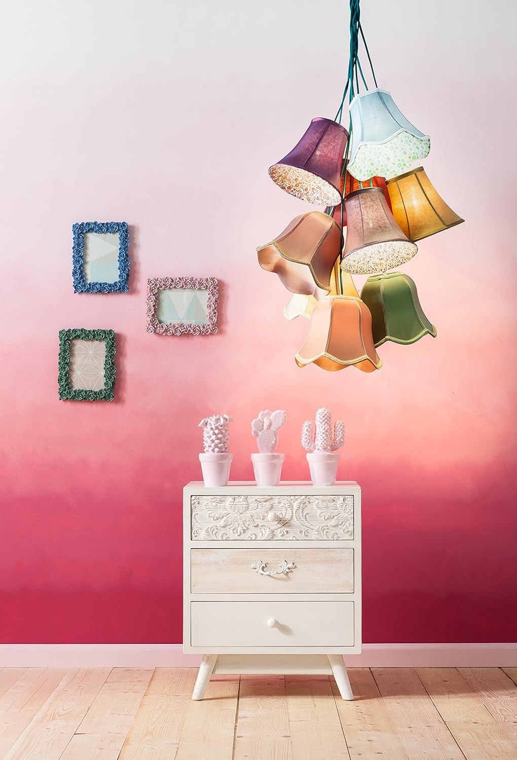 Kare Design Pendant Lamp Saloon Flowers, multicoloured, 110x60x60cm, light bulb not included, 9 lampshades - Image 5