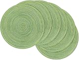 SHACOS Round Placemats Set of 6 Green Braided Woven Heat Resistant 38 cm