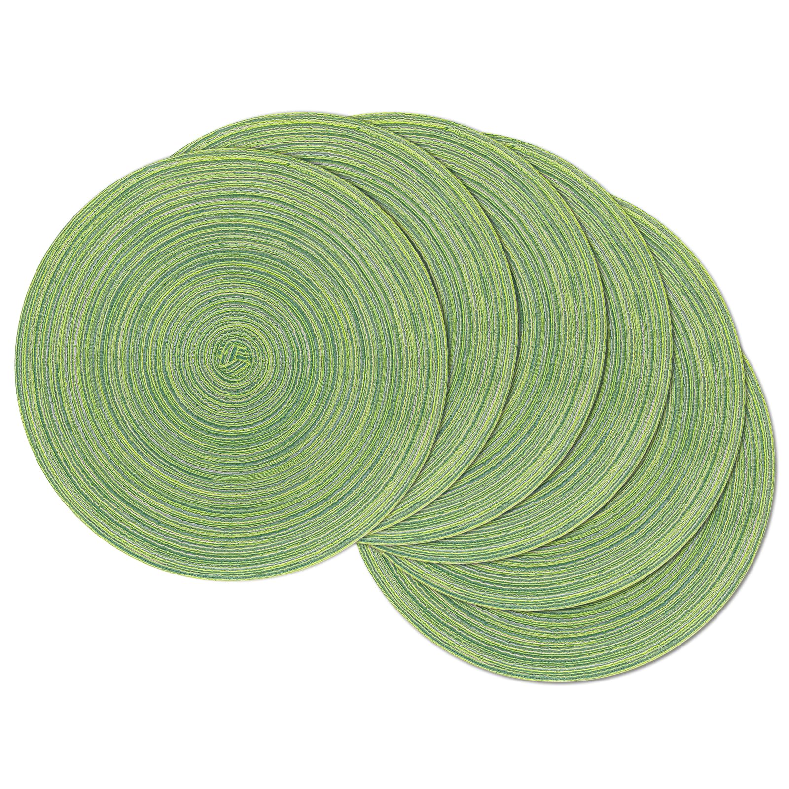 SHACOS Round Placemats Set of 6 Braided Woven Place Mats Washbale Placemat Round Heat Resistant Table Mats for Kitchen Home Restaurant, Green