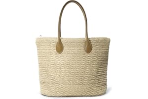 HOXIS Weekender Lightweight Synthetic Straw Shopper Tote Womens Shoulder Handbag