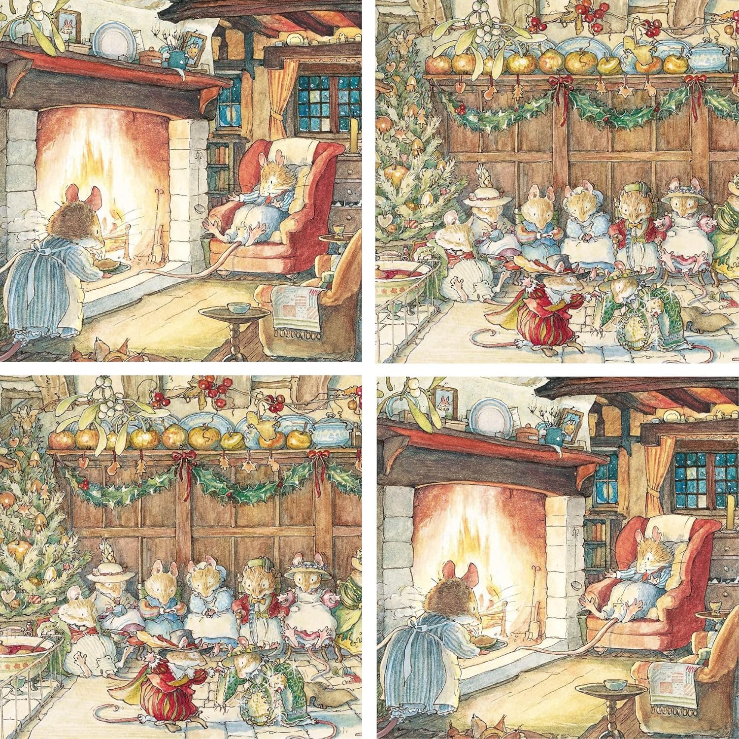 Museums & Galleries Christmas Card Box of 12 - Eco-Friendly Greeting Cards with 2 Brambly Hedge Mice Designs - Multipack with Envelopes