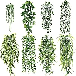 Der Rose 8Pcs Fake Plants Hanging Artificial Ivy