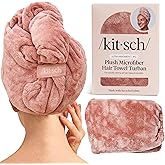 Kitsch XL Microfiber Hair Towel Wrap for Women - Microfiber Towel, Super Absorbent, Quick Dry, Anti-Frizz - for Long & Short Hairs, Turbans for Women