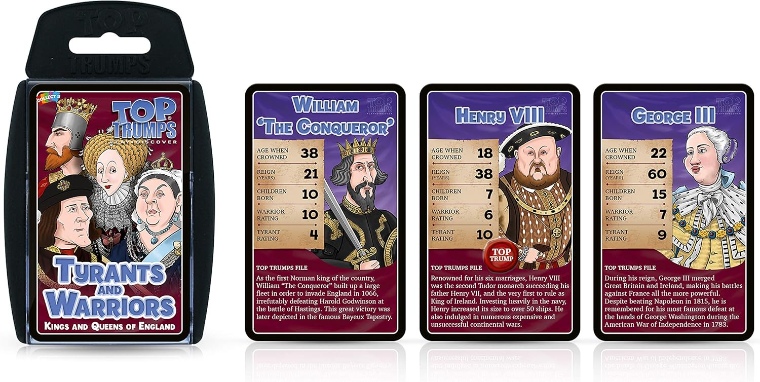 Top Trumps Tyrants and Warriors Card Game - Kings and Queens of England, Black, Small - Image 3