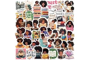 LETIEZHI 50 PCS Black Girls Bookish Stickers Reading Stickers for Kindle Book Stickers for Adult Journaling Book Lover Stickers Book Reading Accessories