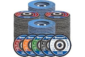 Flap Discs 4 1/2 for Angle Grinder - EXKRAEFT 50pcs Grinding Discs, 40/60/80/120 Grit T29 & 40 Grit T27 Angle Grinder Sanding Disc Set, Zirconia Grinder Flap Disc for Metal, Wood