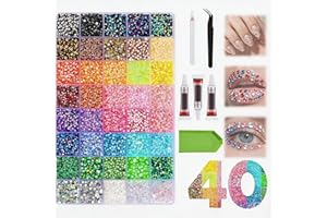 40 Colors 32000Pcs Rhinestone Kit for Bedazzling, Bedazzler Kit with 3x10ml Glue, Colorful Rhinestones with 4 Tools for Bedaz