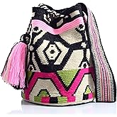 WYOU Designer Wayuu Hand-Crochet Woven Bag - Large Beachy Purse, Boho Crossbody Crocheted Bag, Vacation Purse for Women's