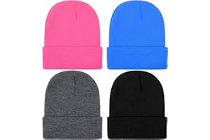 TODDOR 4 Pack Kid's Winter Beanies Acrylic Knitted Beanies Warm Cold Weather Beanie Hats for Boys or Girls