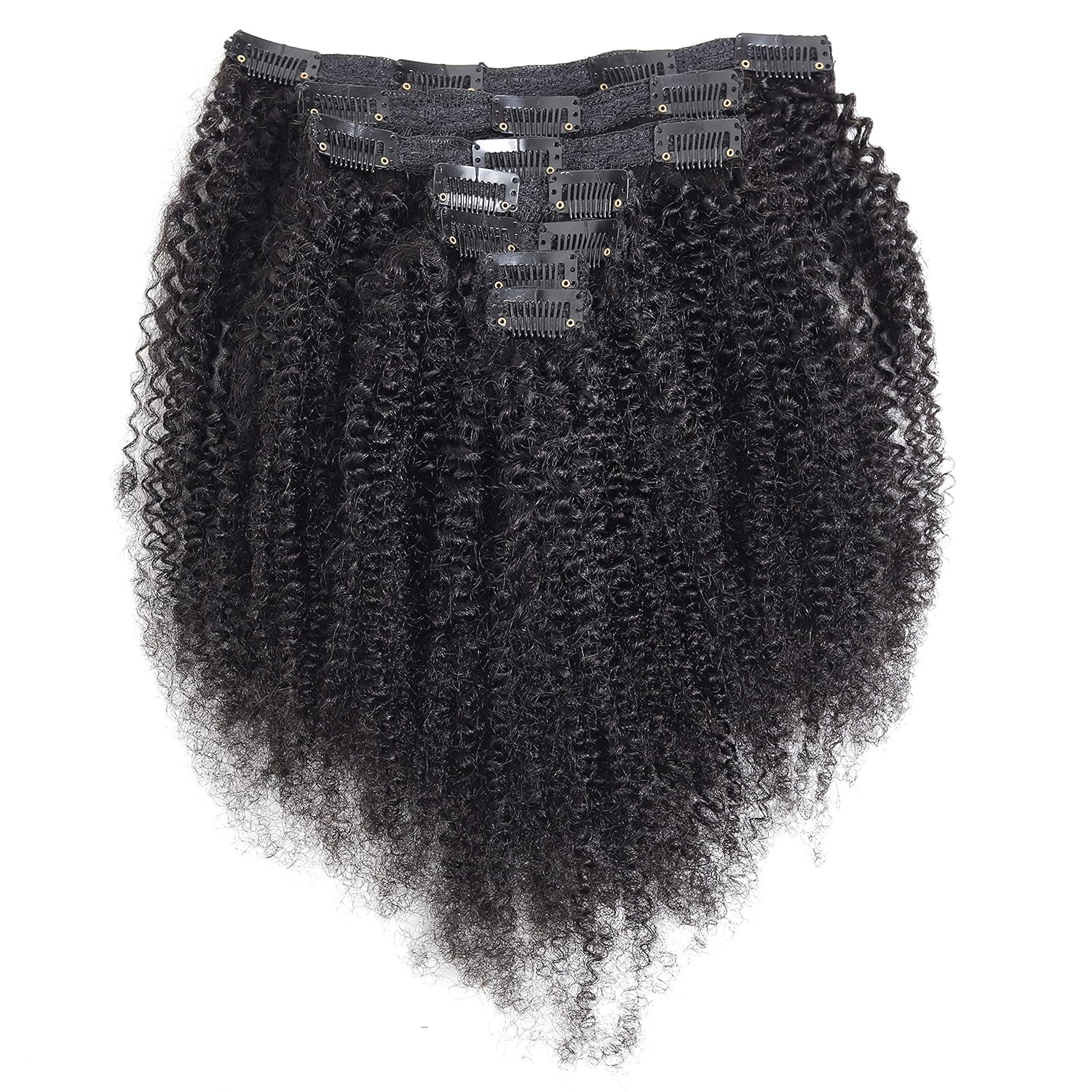 Kinky Curly Clip in Human Hair Extensions 3C 4A Hair Brazilian Virgin Hair Clip ins For Black Women 8pc/set 120g 14"