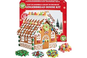 ONE CANDY WAY Gingerbread House Kit - DIY Christmas Decorating for Kids & Adults - Pre-Baked 6 Pre-Cut Panels with Icing & Candies - Easy Assembly on Any Flat Surface - No Baking Needed