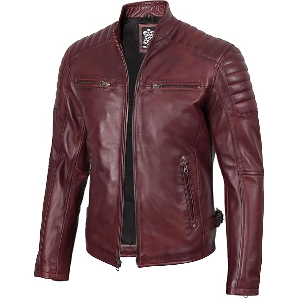 Burgundy Mens Leather Jackets - Retro Jacket for Adult | [1100101