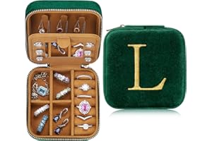 Parima Sister Gifts - Gifts for Sister, Sister Gifts From Sister, Birthday Gifts for Sister, Sister In Law Gifts, Plush Velvet Emerald-Green Jewelry Box Travel Jewelry Case - Letter L, Green