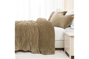 ChiXpace Fluffy Comforter Set - Furry Leaves Pattern Faux Fur Bed Set, Winter Ultra Soft Fuzzy Comfort Set, Velvet Bedding Set for Bed