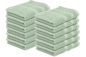 BEN KAUFMAN SALES CO Kaufman - Premium Washcloth Set of 12 (13x13 Inches) 100% Cotton Ring Spun, Highly Absorbent, Durable and Ultra Soft Feel Wash Cloths Essential for Bathroom, Spa, Gym, and Face Towel (12PK)