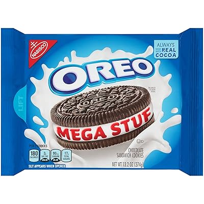 OREO Mega Stuf Chocolate Sandwich Cookies, Original Flavor, 1 Resealable 13.2 oz Pack
