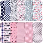 Benoxine Baby Burp Cloths & Baby Bibs 2-in-1 Design Large Size 3 Layers Thicken Cotton Super Absorbent and Soft Baby Spit Up Burping Rags Baby Burp Cloth Set for Boys and Girls Solid 12 Pack