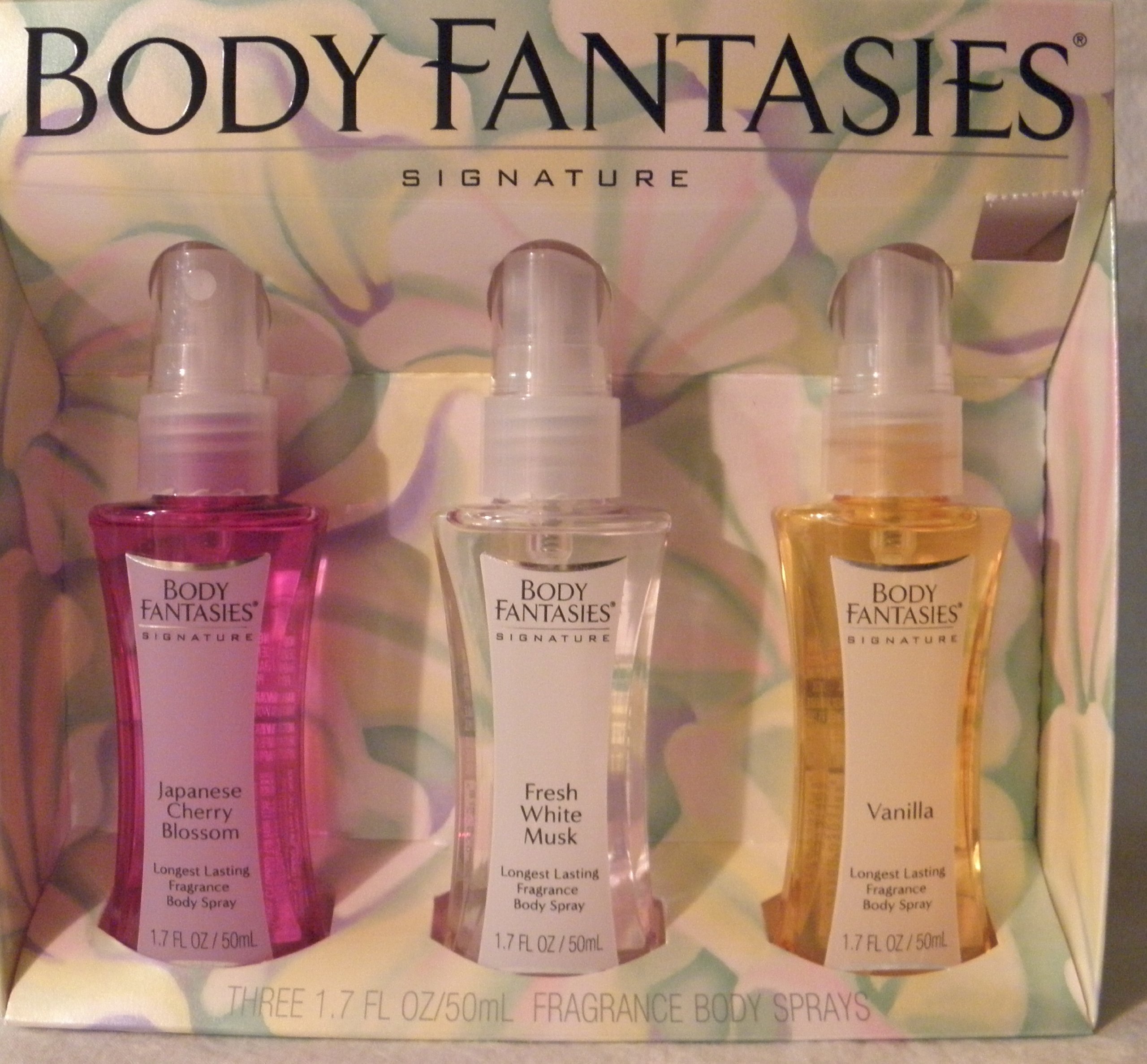Signature Vanilla Body Fantasy Vanilla Walmart Body Fantasies JAPANESE  CHERRY BLOSSOM, FRESH WHITE MUSK, VANILLA Body Spray Gift Set