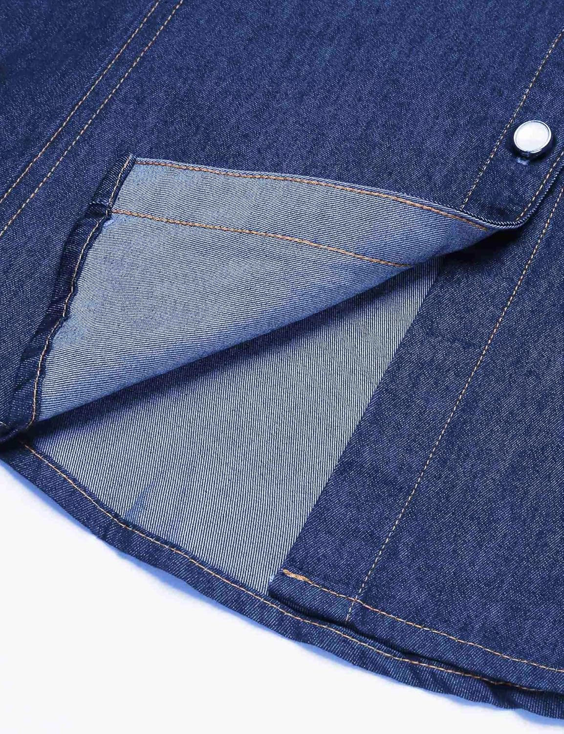 Chainscroll Women's Chambray Shirt Classic Vintage Long Sleeve Button Down Denim Shirt: Clothing