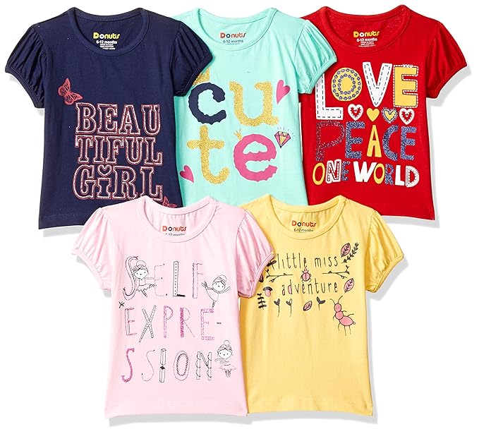 Baby-Girls Regular fit T-Shirt (Pack of 5)