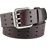 F&L CLASSIC Men's Genuine full grain leather belt heavy duty, work or casual belts for jeans, triple Prong buckle,1.5” wide,
