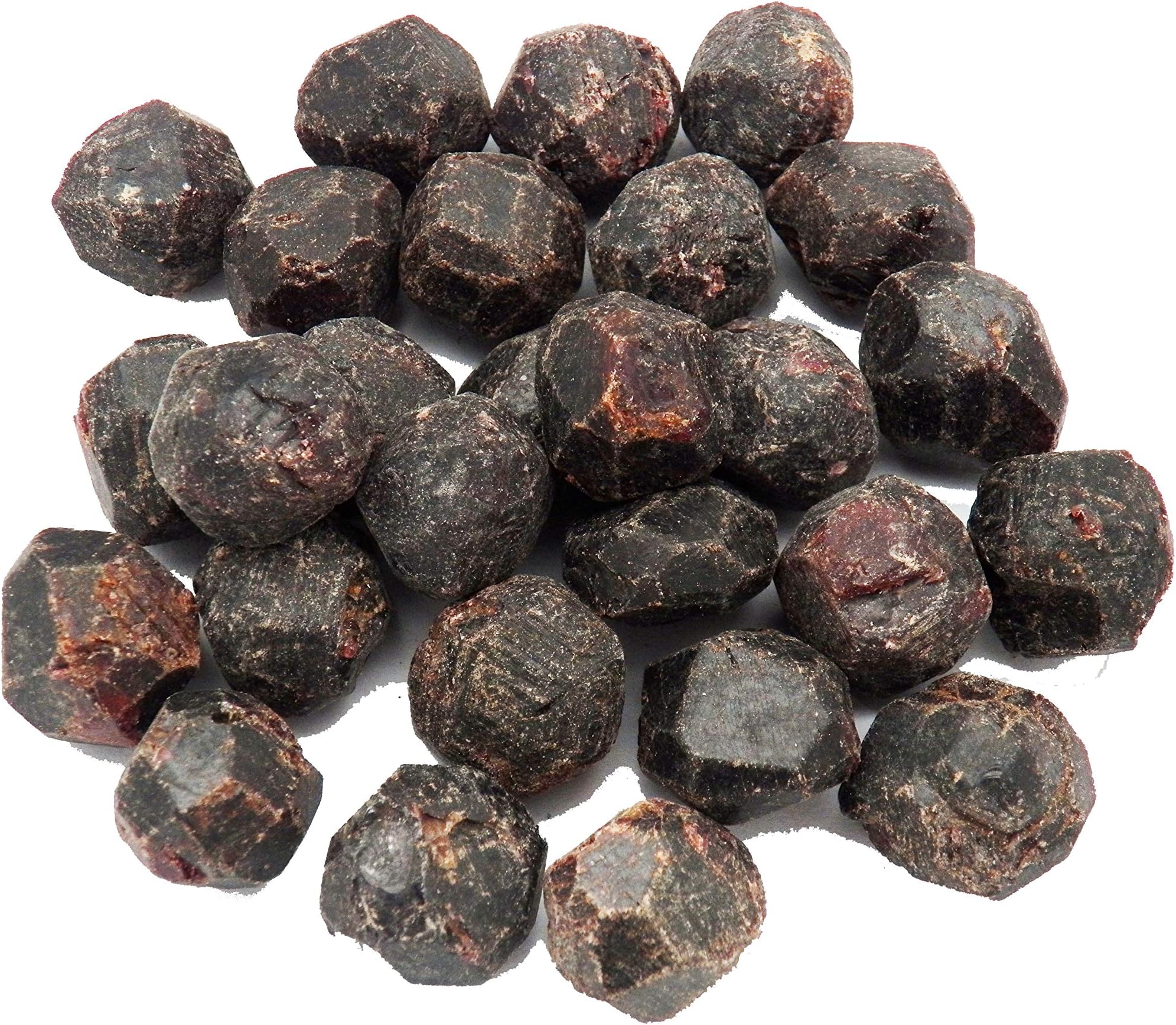 Fundamental Rockhound Products: Almandine Garnet Natural Gemstone Crystal with Carrying Pouch, info Card, Stone Certification (5 Grams (Two))