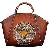 Leather Purses for Women Embossed Totem Women's Handbags Top Handle Satchel Retro Crossbody Bags for women
