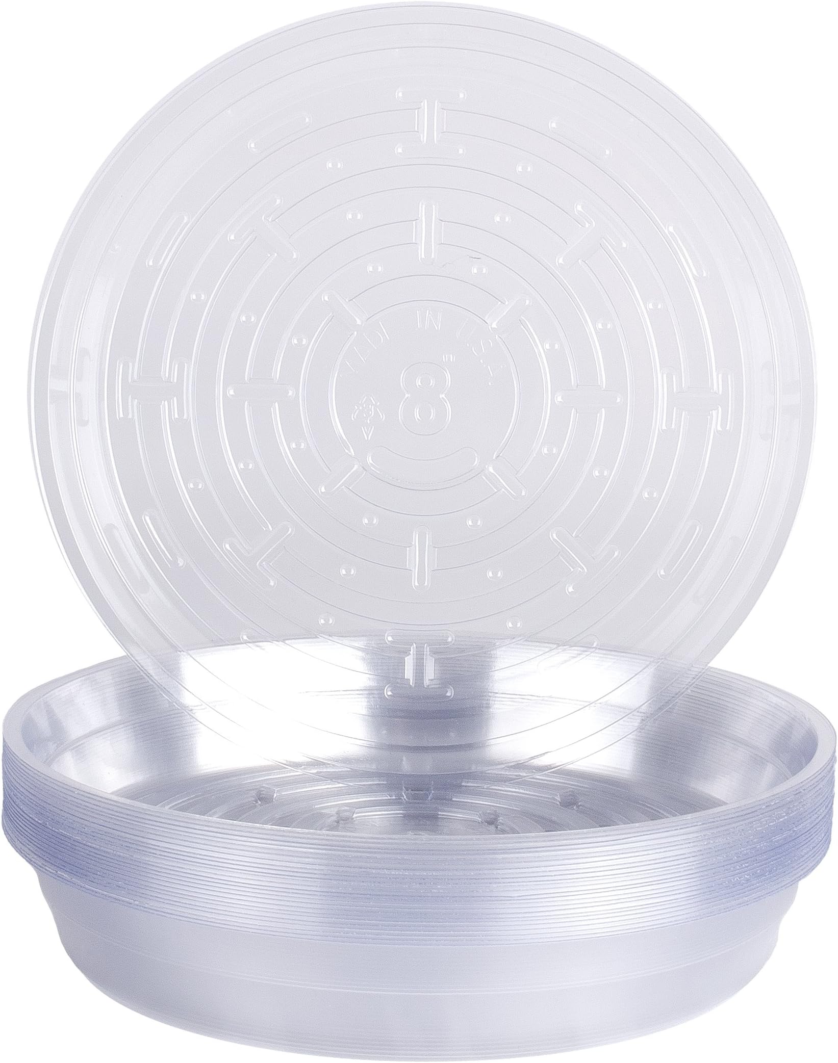 Curtis Wagner Round Clear Vinyl 8" Plant Saucer - 25 Pack