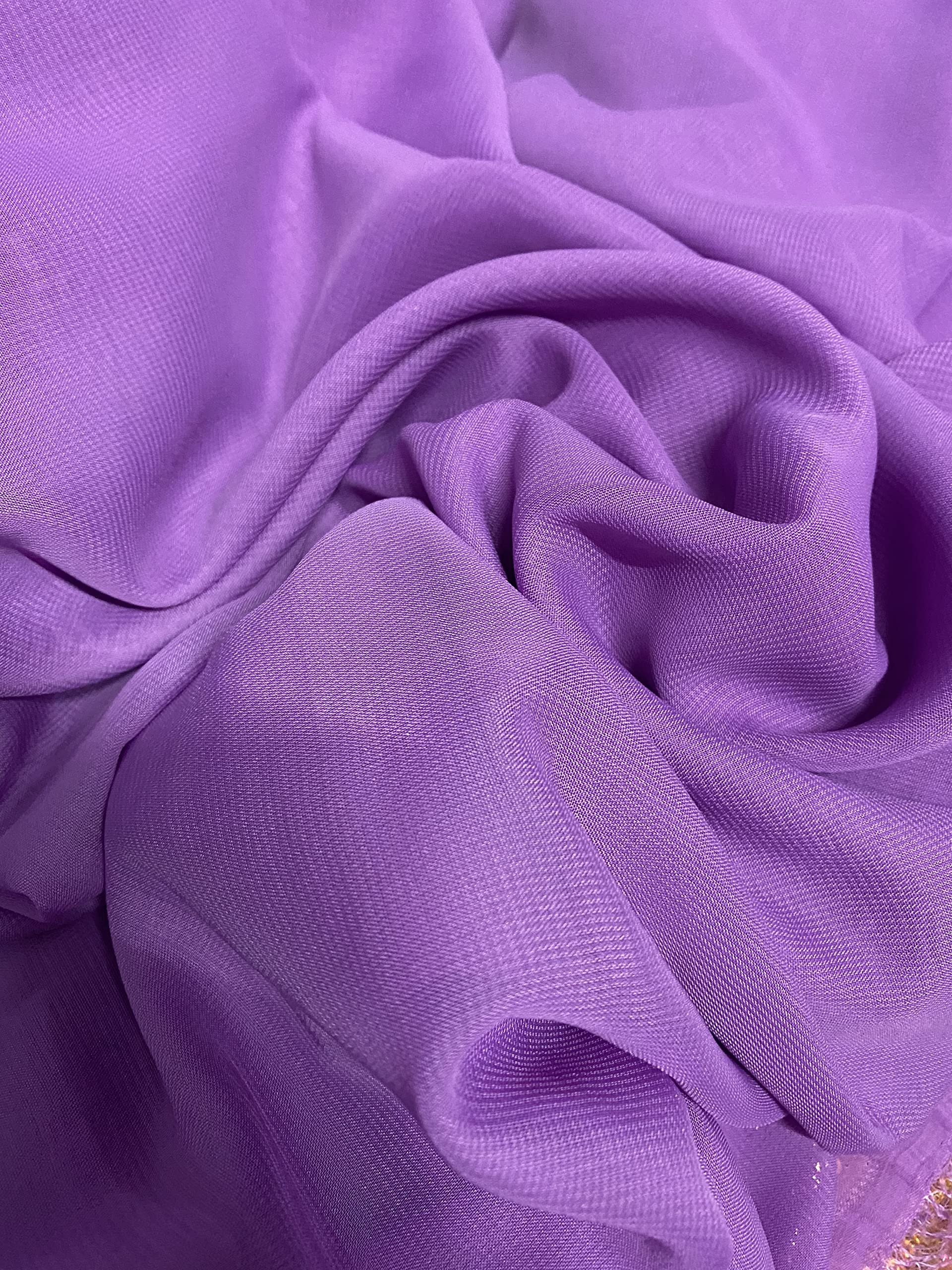 Fancy Textiles 100% Polyester Chiffon Fabric 60'' Wide (5 Meter, Lavender) — image 1