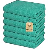Premium Hand Towels Pack of 6 (16" x 30”) 100% Combed Ring Spun Cotton | Highly Absorbent Hand Towels Set | Ultra Soft for Home, Gym & Spa (Turquoise)