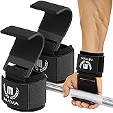 Mava Sports Heavy Duty Weightlifting Hand Grip Power Hooks with Wrist Straps for Pull-ups and Deadlifts Weight Lifting Hooks for Men and Women, Ideal for Power Weightlifting and Gym Workouts