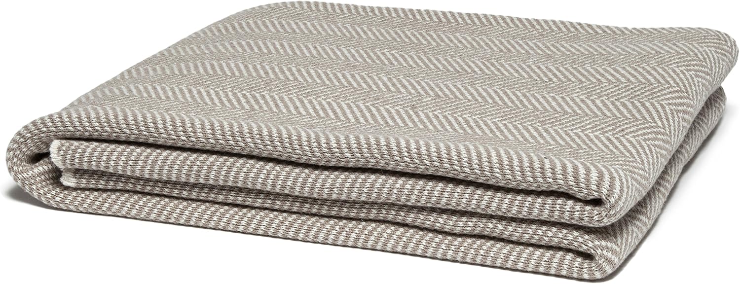 In 2 Green Eco Herringbone Throw Blanket (FLAX) Home & Kitchen