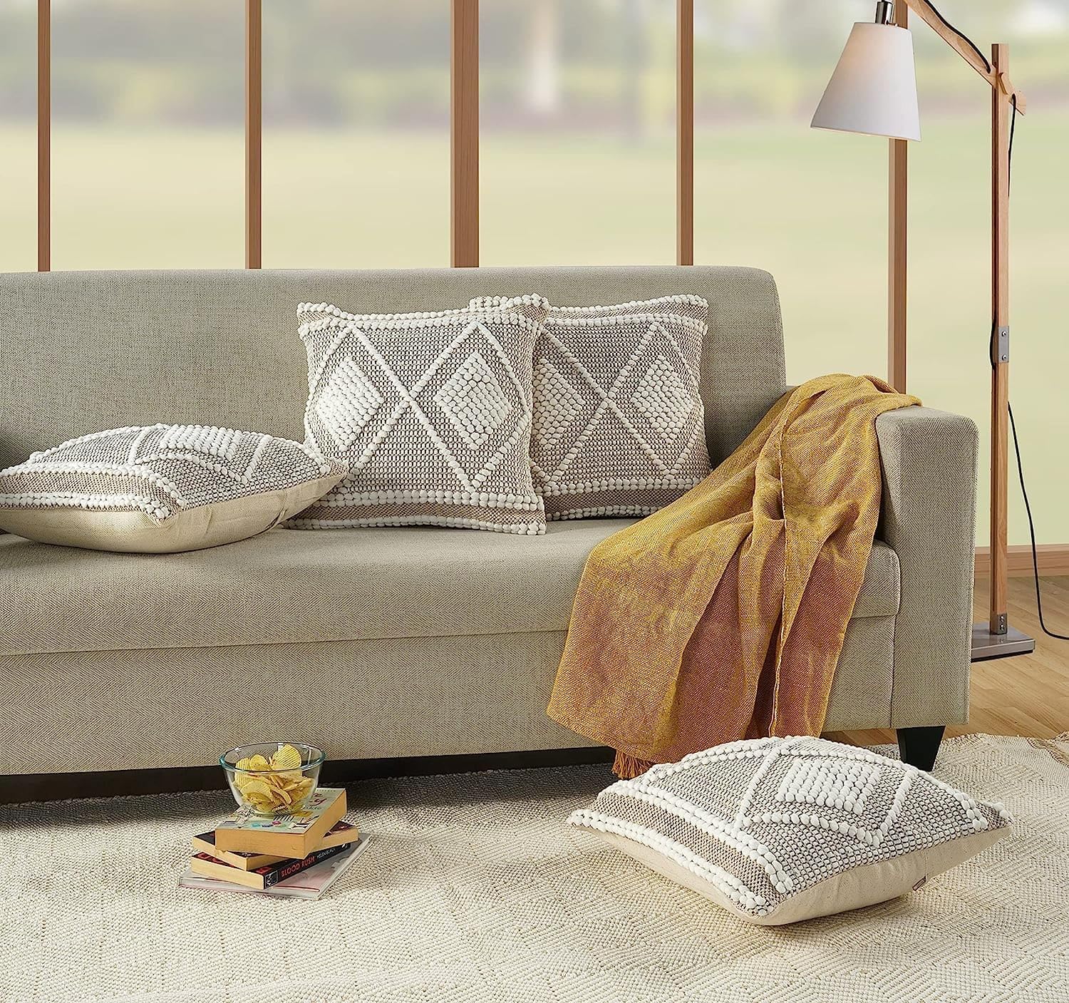 Condition photo showing New/Like New for gruhum handmade boho throw pillow covers bohemian chic farmhouse style, accent woven indoor & outdoo