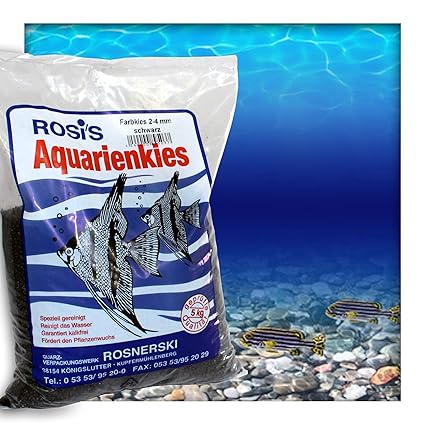 Farbkies Schwarz Aquarium Deko Kies Aquariengrund Aquariumkies Bodengrund Körnung 2-4 mm 20 kg (4 x 5 kg Beutel)