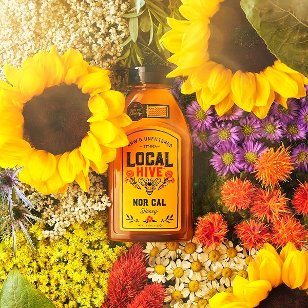 LOCAL HIVE NORTH CALIFORNIA RAW UNFILTERED HONEY – 16 OZ, 100% PURE US HONEY, SOURCED FROM AMERICAN BEES AND BEEKEEPERS – NATURAL SWEETENER, IDEAL FOR TEA, BAKING, AND COOKING